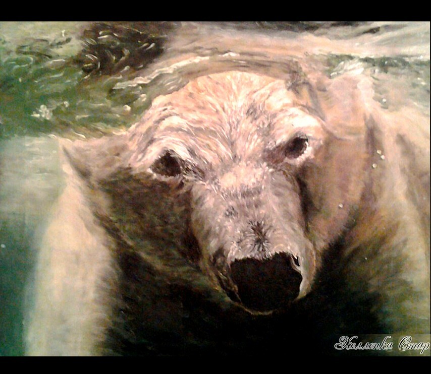 Картина Медведь под водой художник Елена Старикова псевдоним Хелленка Стар Hellenka Star